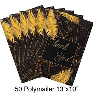 50Pcs Black Marble Thank You Poly Mailers 10″x13″